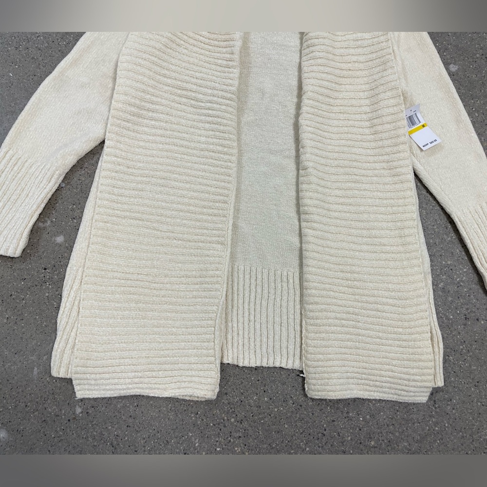 NWT $69 Seven7 Super Soft Cozy Chenille Cardigan Sweater Antique White size Med - Picture 5 of 16